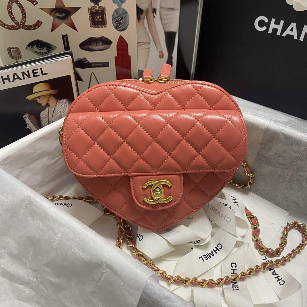 chanel red heart bag