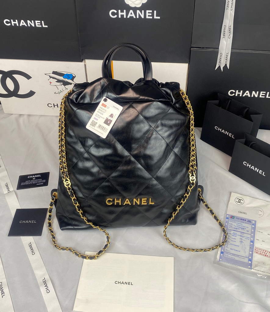 Chanel 22 Backpack Shiny Calfskin AS3313 Black Gold Wholesales High   Chanel 22 Backpack Shiny Calfskin As3313 Black Gold 001 Luxibags.ru 