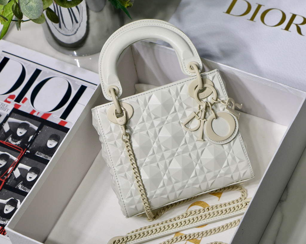 white dior lady bag