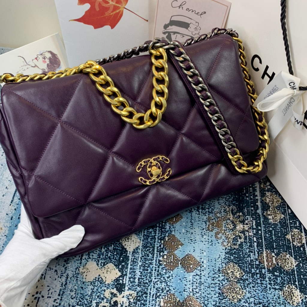 chanel 19 flap bag purple