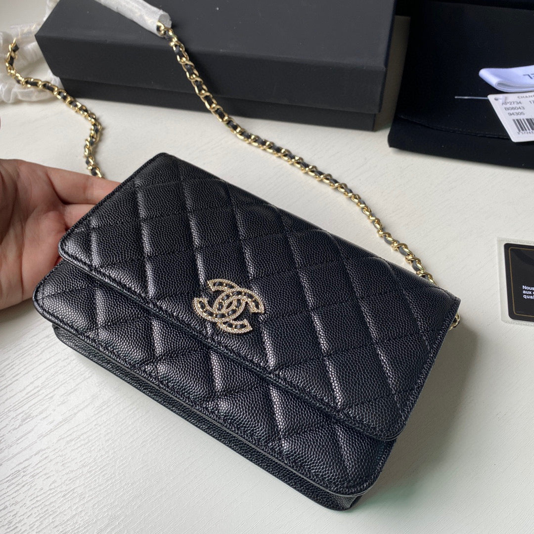 chanel classic wallet on chain black caviar