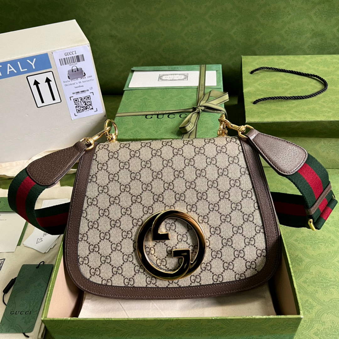 Gucci 699210 Blondie Medium Shoulder Bag Beige GG Supreme Canvas ...