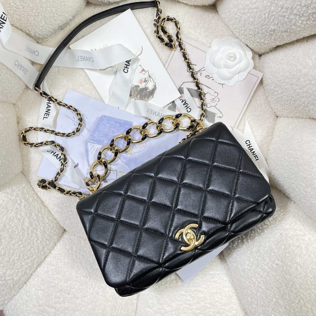 Chanel AS3367 Large Flap Bag 23cm Lambskin Black | Wholesales High ...