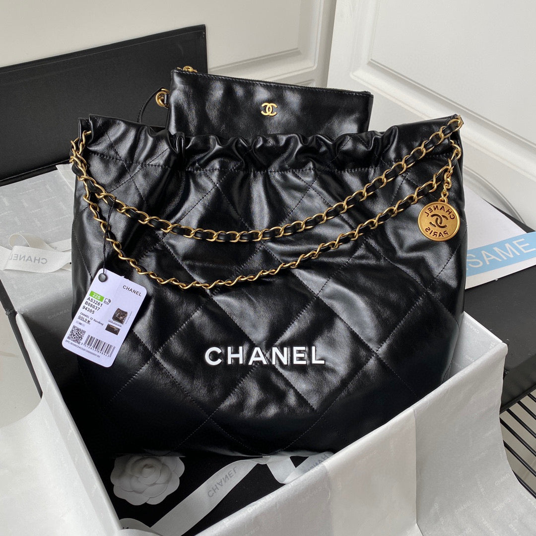 chanel-22-handbag-as3261-shiny-calfskin-gold-tone-metal-black-logo-white-01-luxibags.ru