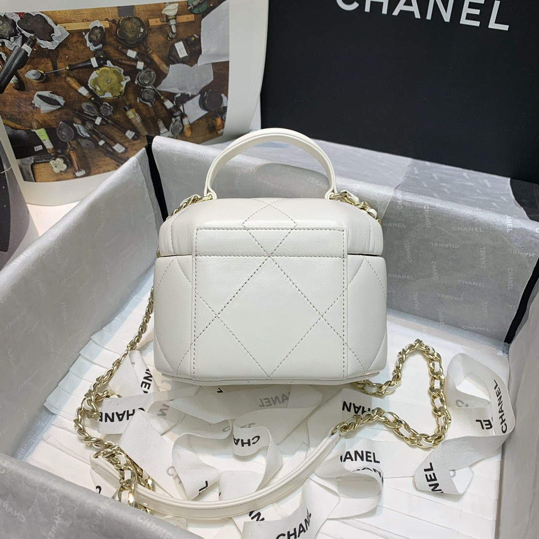 Chanel AS2630 Small Vanity Case Lambskin Gold-tone Metal White ...