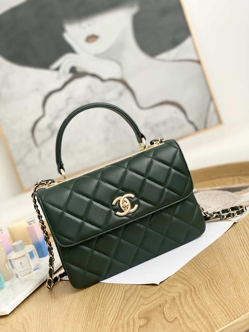 chanel-small-trendy-cc-flap-bag-with-top-handle-lambskin-bag-a92236-dark-green-gold-001-luxibags.ru